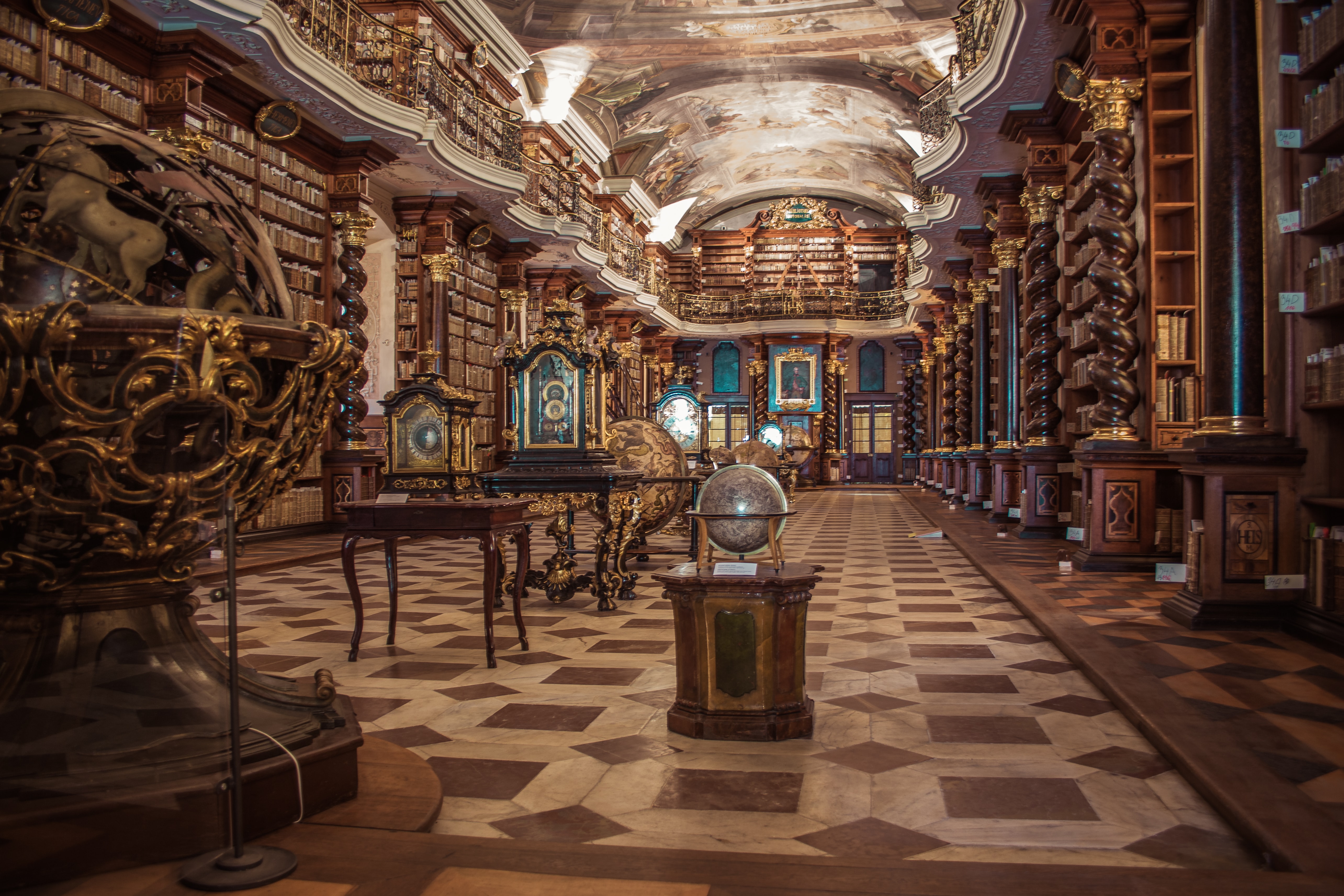 library hall with books